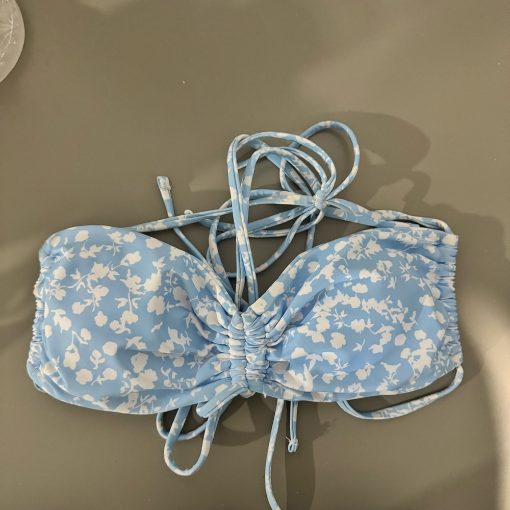 light blue bandeau bikini